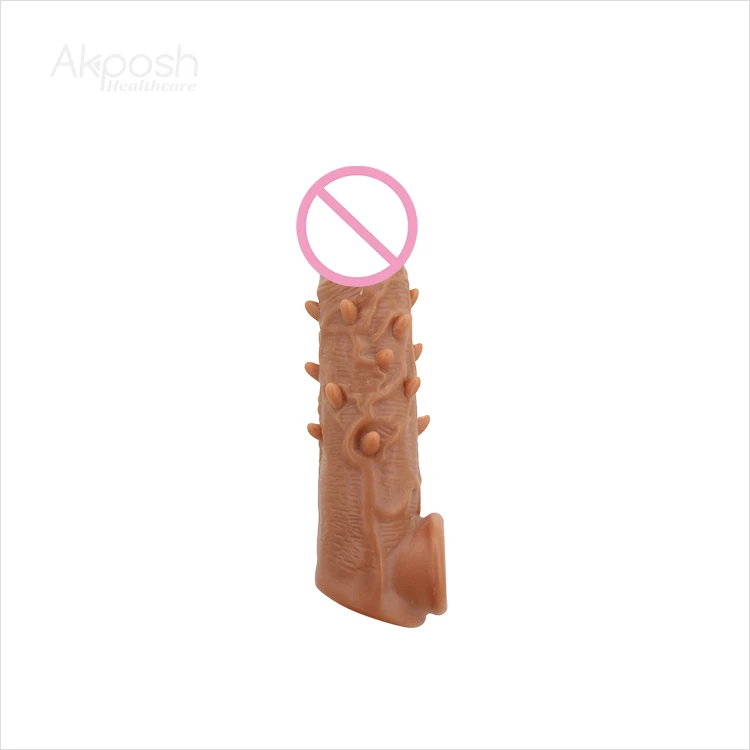 Popular Adult Sex Toy Cock Extender Dildo Enhancer Enlargement Realistic Condom Reusable Penis Sleeve Condoms