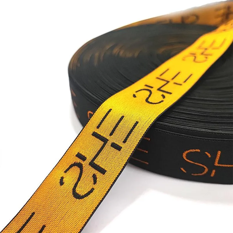 1.5 inch elastic band soft durable carved logo shiny custom jacquard elastic band for underwear