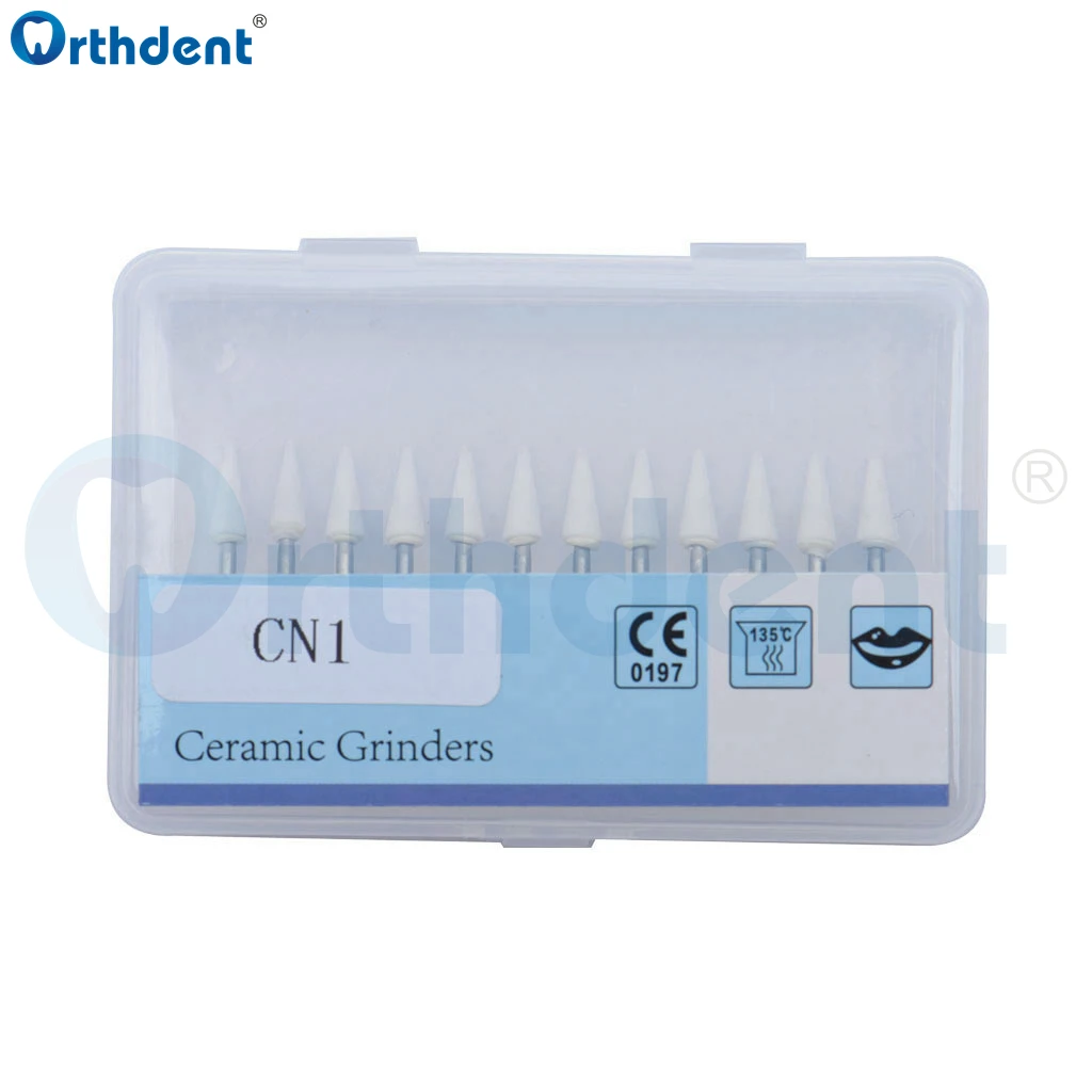 12 Pcs/Pack Dental Polishing White Stone FG CN1 Handpiece Burs Cone Flame Drills Aluminum Oxide Dentist Lab Teeth Whiting Tools