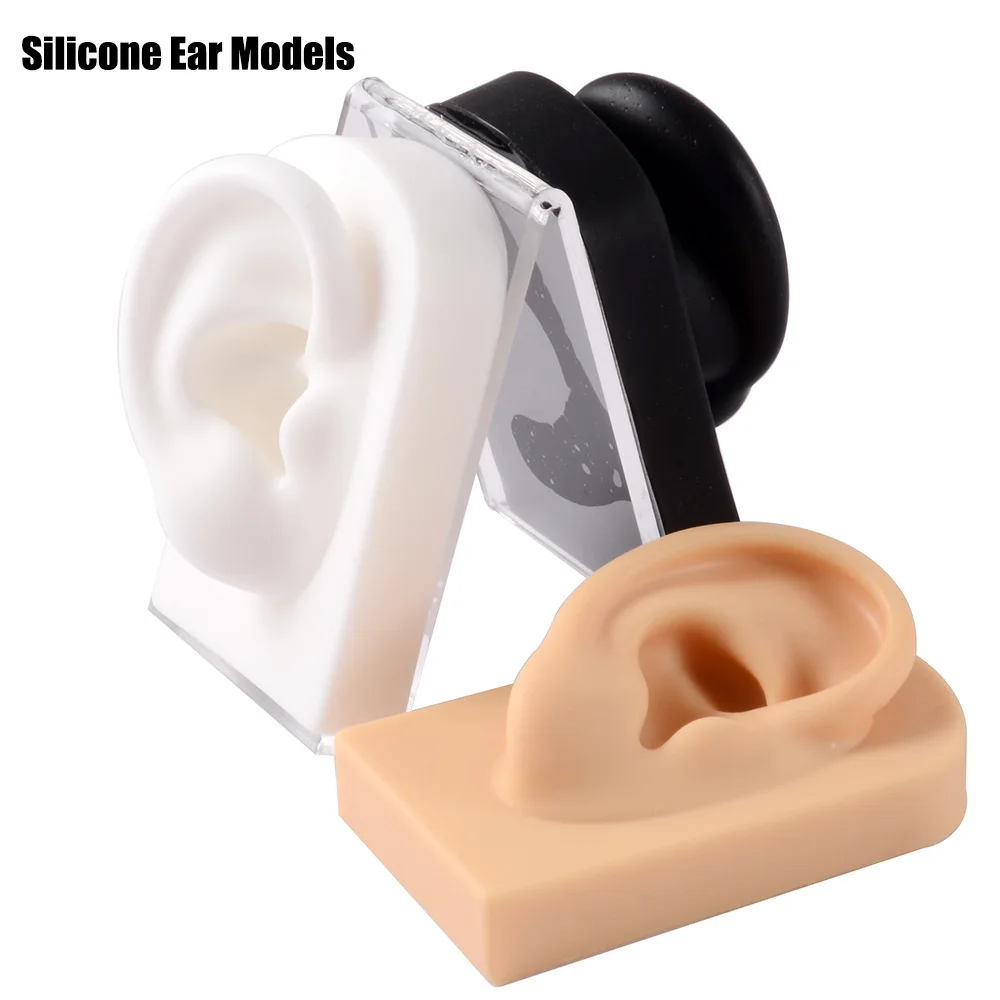 Silicone Ear Model for Cartilage Piercing Ear Studs Earring Display Stand Kit Piercing Tools