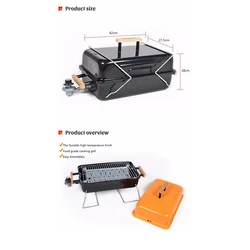 Professional picnic small square tabletop barbecue grill portable smokeless charcoal mini bbq grill