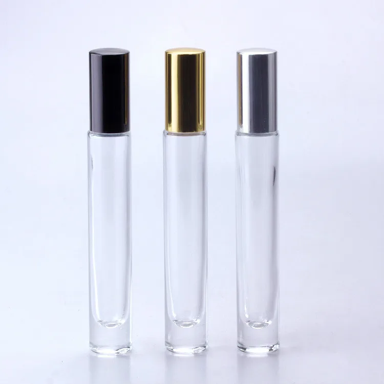 
wholesale thick base travel size luxury 10ml roller ball glass perfume bottles with Alunimum cap for essential oil and perfume 