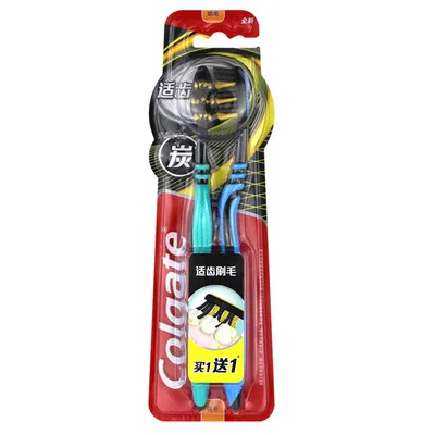 Colgate Экологически чистая черная древесная зубная щетка, индивидуальный OEM,2021 высокое качество, антибактериальное и отбеливание, для взрослых