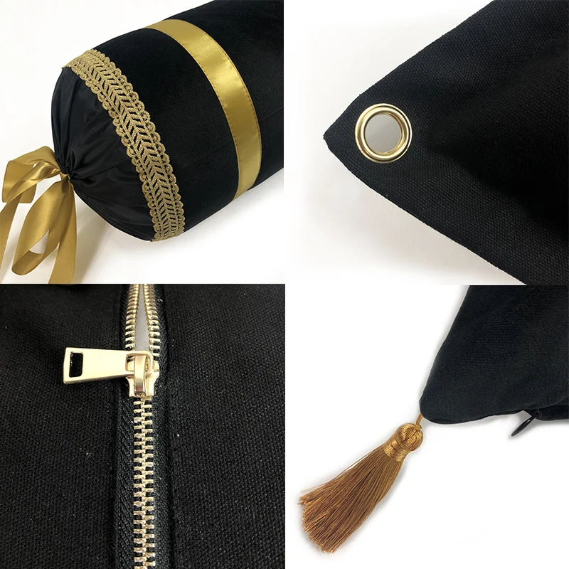 Wholesale throw custom pillowcase velvet golden decoration home decor cushion cover Black gold pillowcase