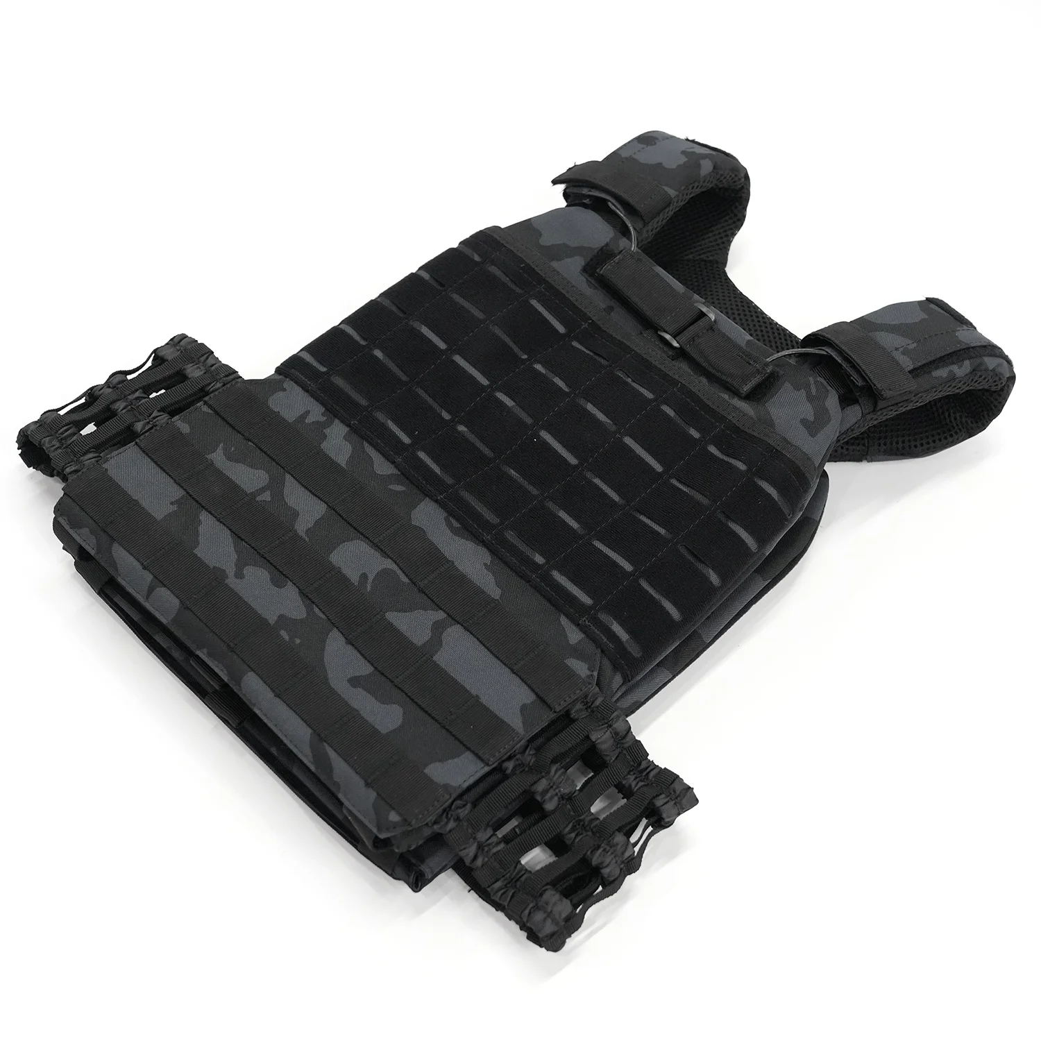 Black Adjustable Running Fitness Workout Tactical  Weight Vest for men  Gym Unisex Training steel plate Oxford 600D