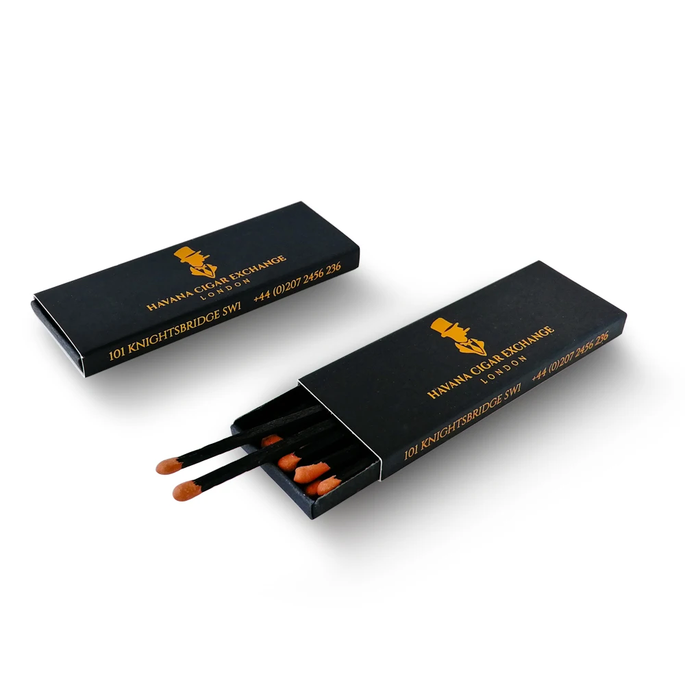 
High quality safety custom cigar matches wholesale matchboxes luxury black matchsticks 