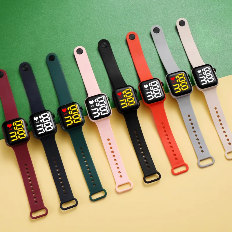 Wholesale Digital Watches Children Couple Electronic Square LED Sport Wristwatch Fashion Casual Simple Clock Reloj Para Muje