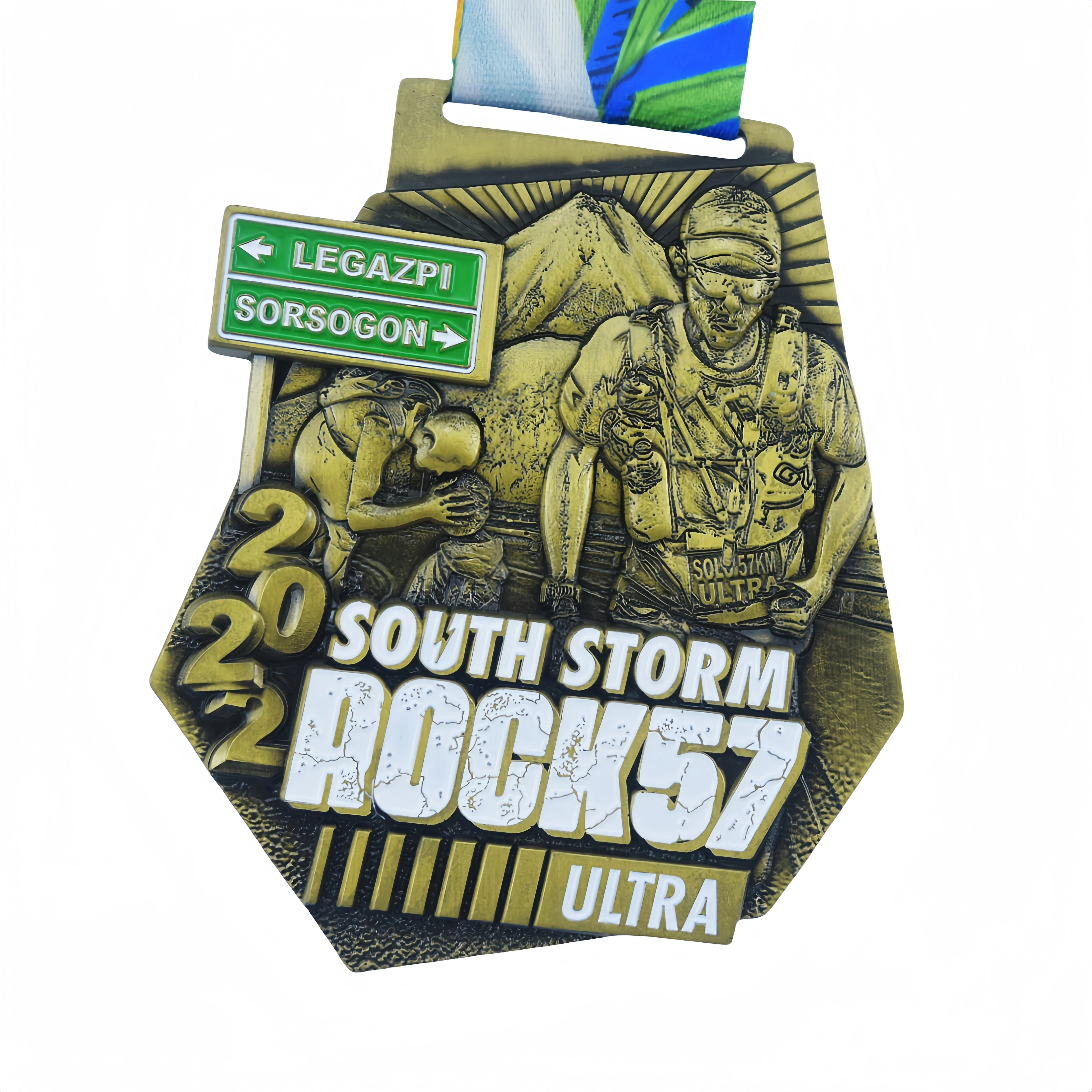 Manufacturer Customized 5K 10K Earth Seven Wonders World Running Marathon Antique Plating Spining Metal Medal For Challenge