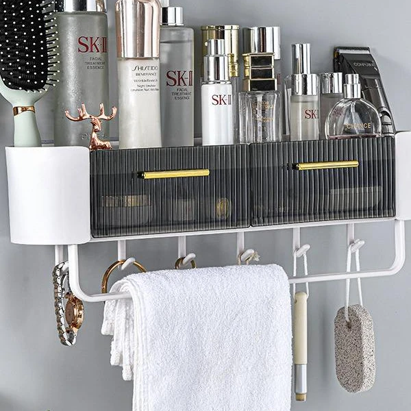 Self Adhesive Wall Hanger Mounted Kitchen Toilet Accessories Bath Dish Towel Shelf Holder Rack Organizer For Bathroom