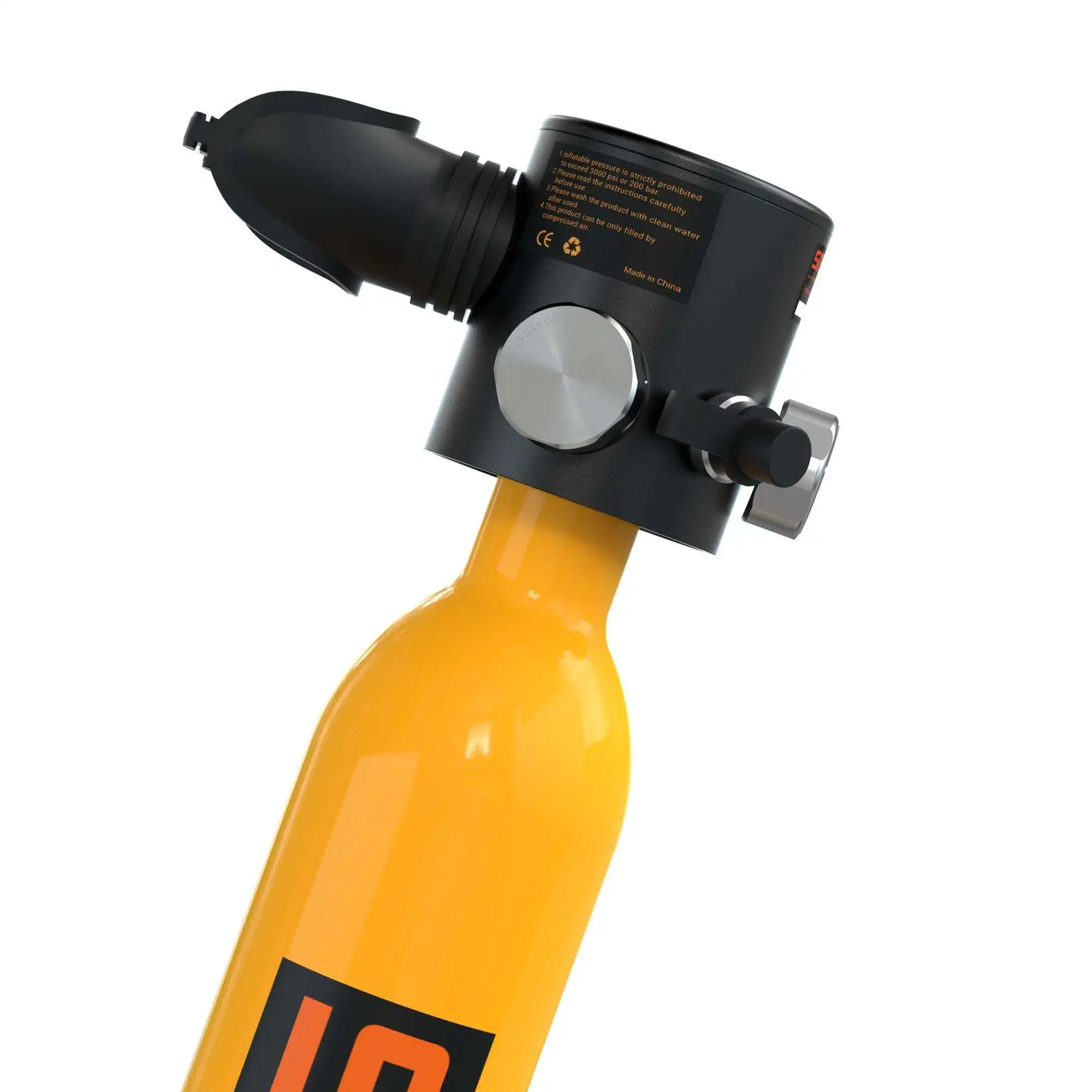 0.5L Scuba Diving Single Oxygen Cylinder Black/Green/Orange Mini Diving Air Tank