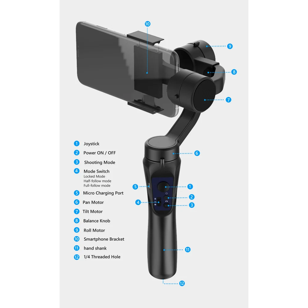
hot sale 2021 3 axis gimbal stabilizer tripod selfie stick 360 Rotation handheld stabilizer portable gimbal stabilizer for phone 