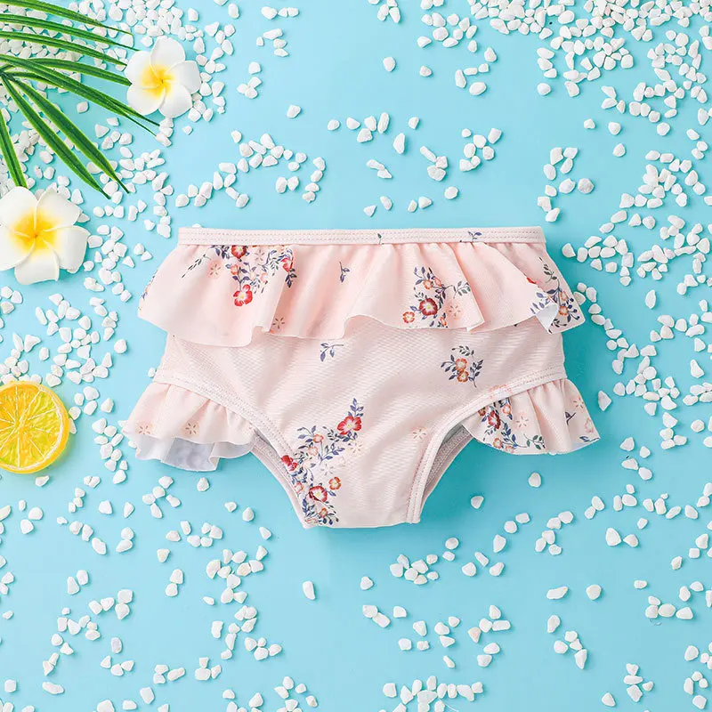 Children Swimsuit Flower Print Baby Girls Swimwear 2022 Summer Halter Kids Bikini Girls Pink Beachwear Bathing Suit 1-6Y