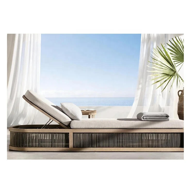 luxury patio garden sets hotel resort Capri teak lounge chair one seat sofa with ottoman outdoor furniture leisure lounge chair