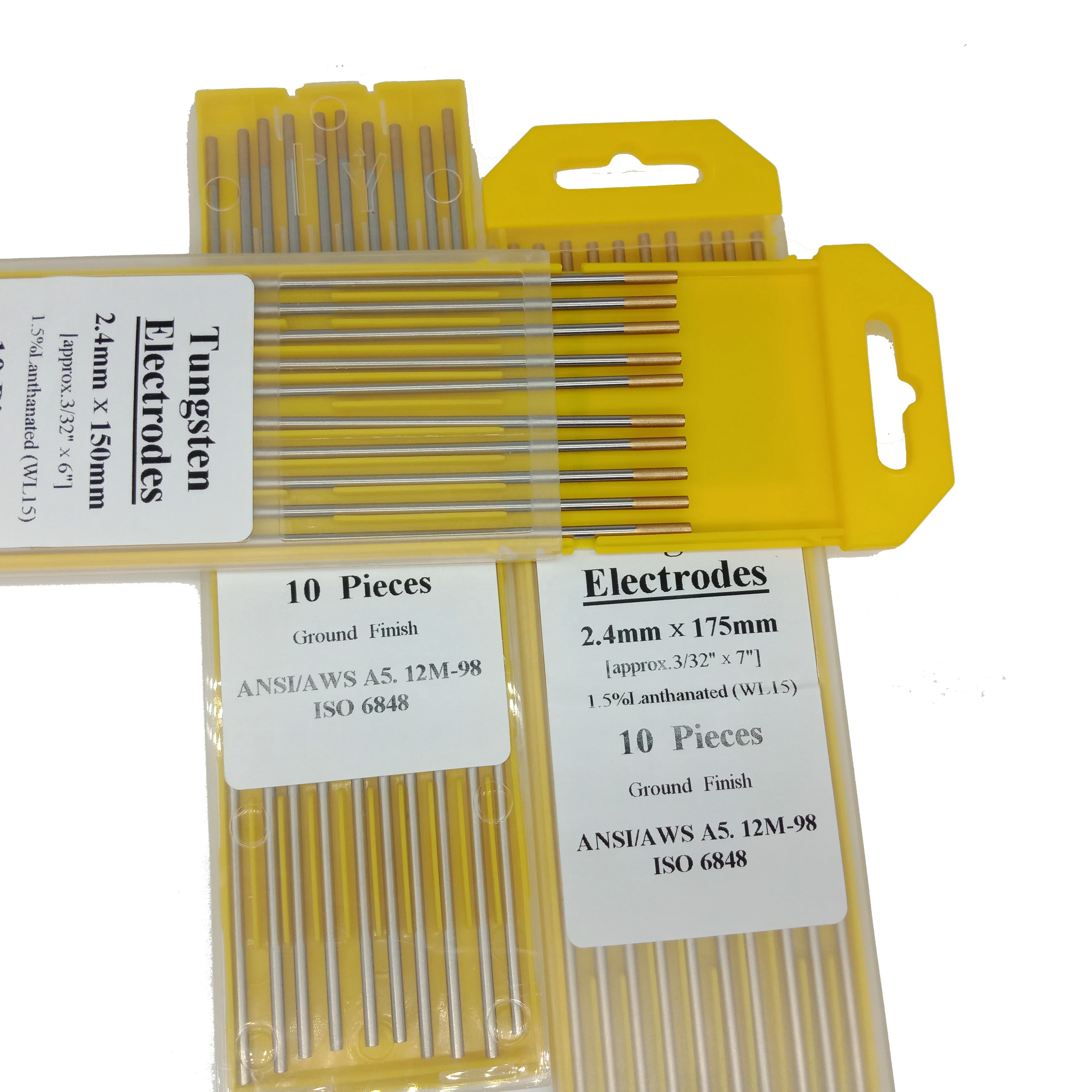 
Gold Tip Ground Finish WL15 1.5% Lanthanated 2.4MMX150MM Tungsten Electrode For TIG Welding 