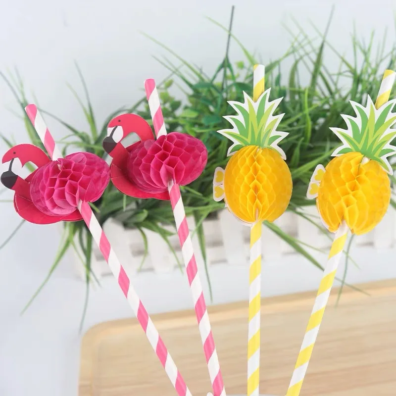 China factory wholesale biodegradable pink party disposable wrapping individually pla free straw flamingo paper straw