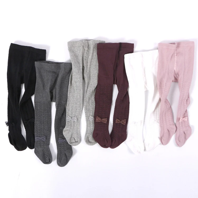 Однотонные Детские весенне-осенние хлопковые танцевальные колготки для малышей, Носки детские колготки с бантиками для девочек