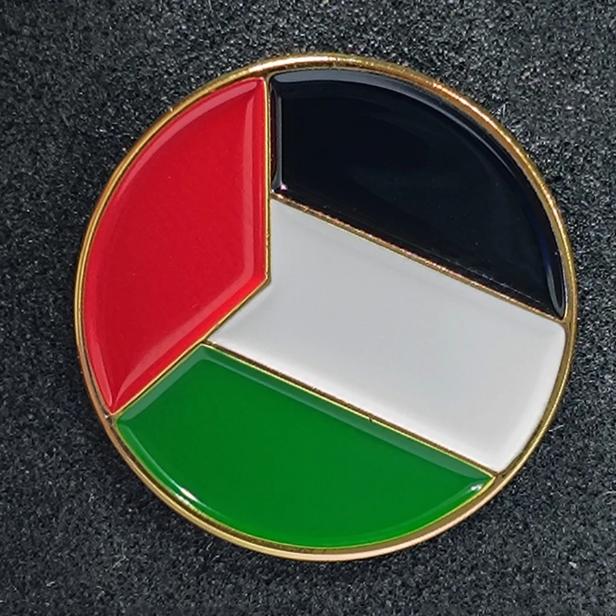 Manufacture Bulk Custom Round Soft Hard Enamel Metal Magnet Palestine Flag Badge Lapel Pin With Backing Card