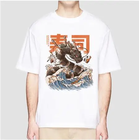 
Summer Hip Hop T Shirts Japanese Harajuku T-Shirt Men Noodle Ship Cartoon Streetwear Tshirts Short Sleeve Casual Top Cotton 