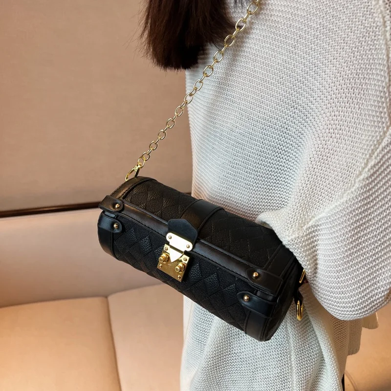 Drop shipping 2022 Plaid PU Bags small Jelly Cross Chain Shoulder Purse and Handbag for women handbags round clutch bag
