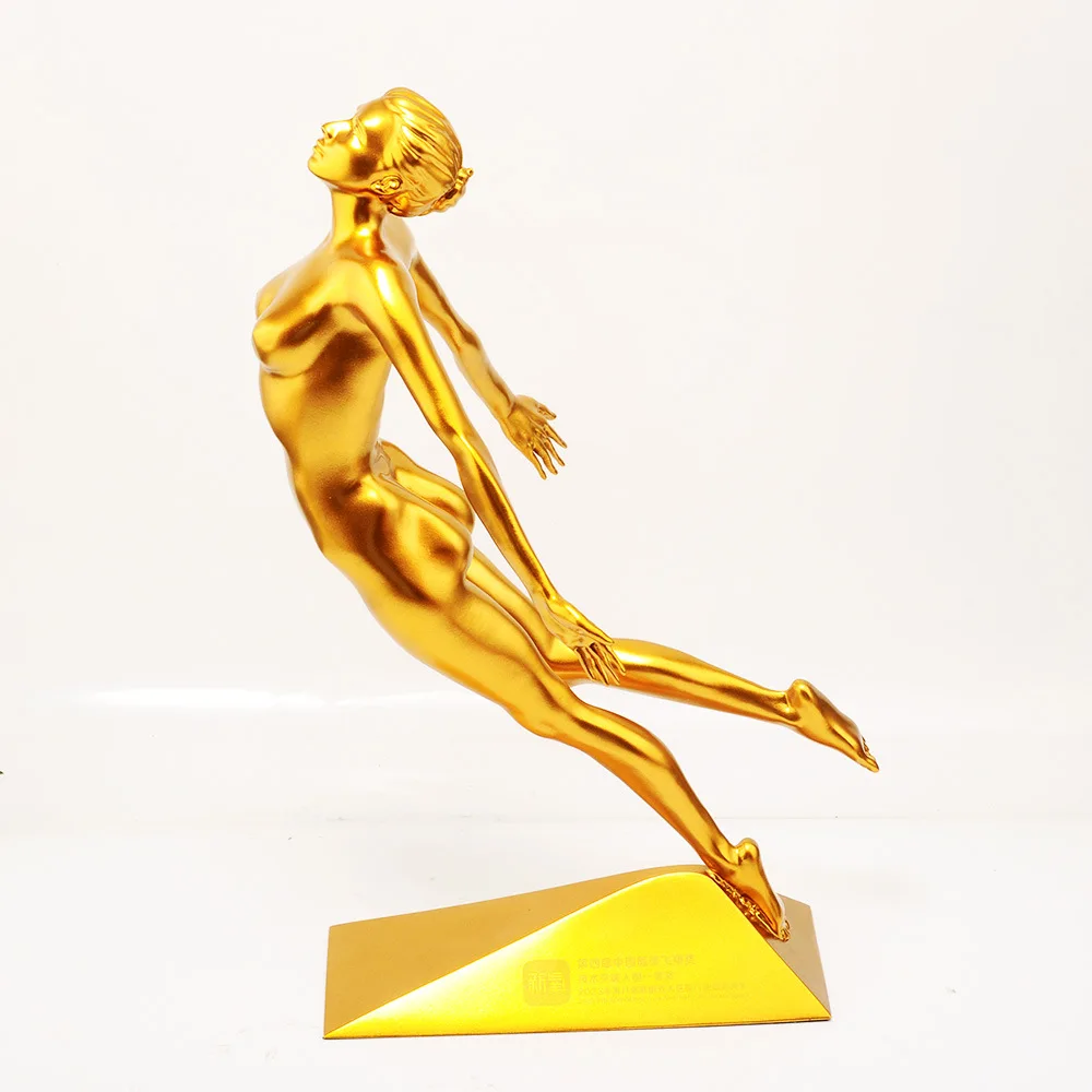 Antique Gold Superhero Trophy High Quality metal alloy Trophy Award with crystal base Custom Super Hero Cup