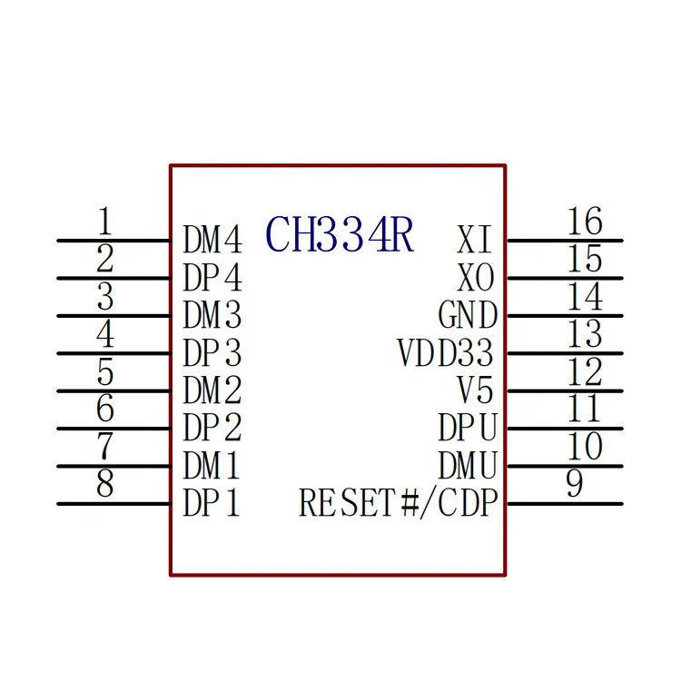 CH334R IC контроллер USB-концентратора 480 Мбит/с 4-портовый USB2.0 Высокоскоростной концентратора микросхемы QSOP-16 WCH(Jiangsu Qin Heng)