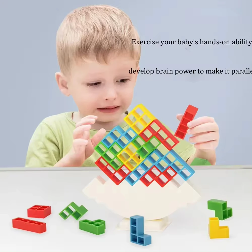 TetraTower Game Stacking Blocks Stack Building Blocks Balance Puzzle Board Assembly Bricks Educational Toys for kids