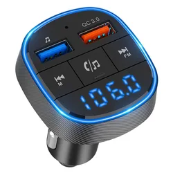 Voice Assistant QC3.0 Fast Charging 2 USB Handsfree Wireless Mp3 Player USB Charger FM Transmitter Car Charger