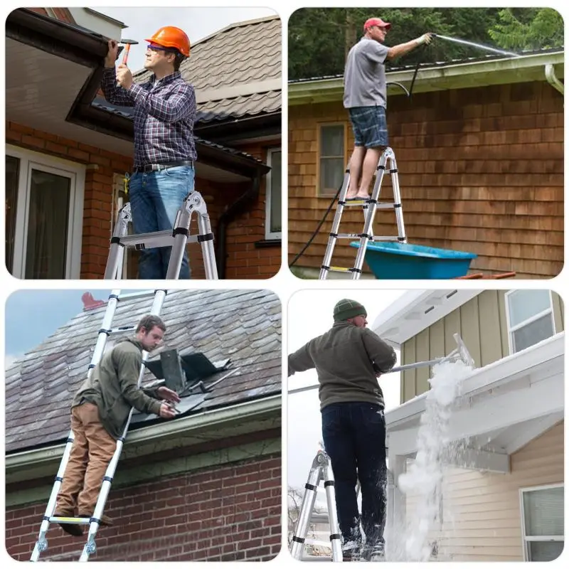 Multifunctional Lifting Engineering Stairsladder rack  Thickened Folding Ladder  Aluminum Telescopic Ladder Herringbone Ladder