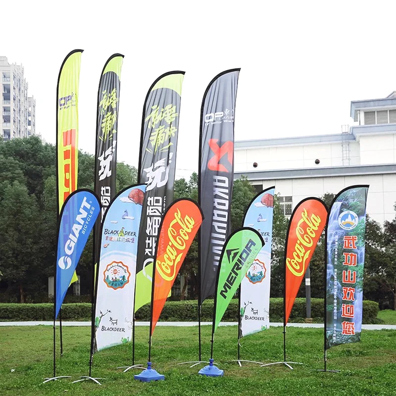 Custom promotional beach flag feather banner flag kit with ground spike teardrop flags for sale