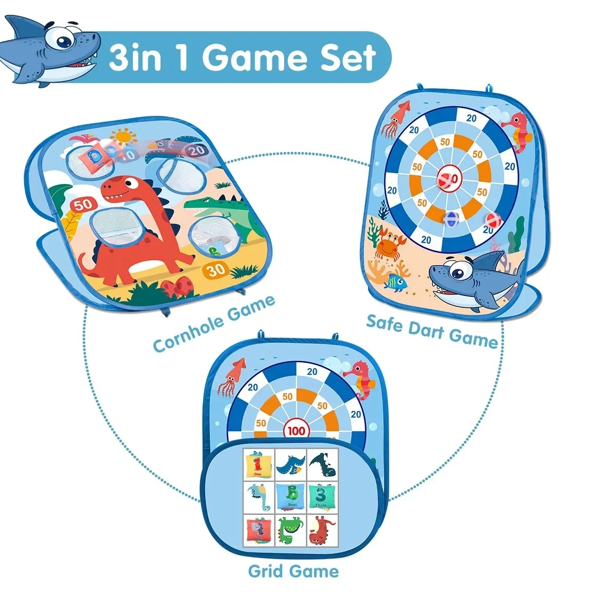 miYou Parlour games Bean Bag Toss  Sticky Balls for Games Toss Cornhole Set Tic Tac Toe Indoor&Outdoor Toy for Boys or Girls