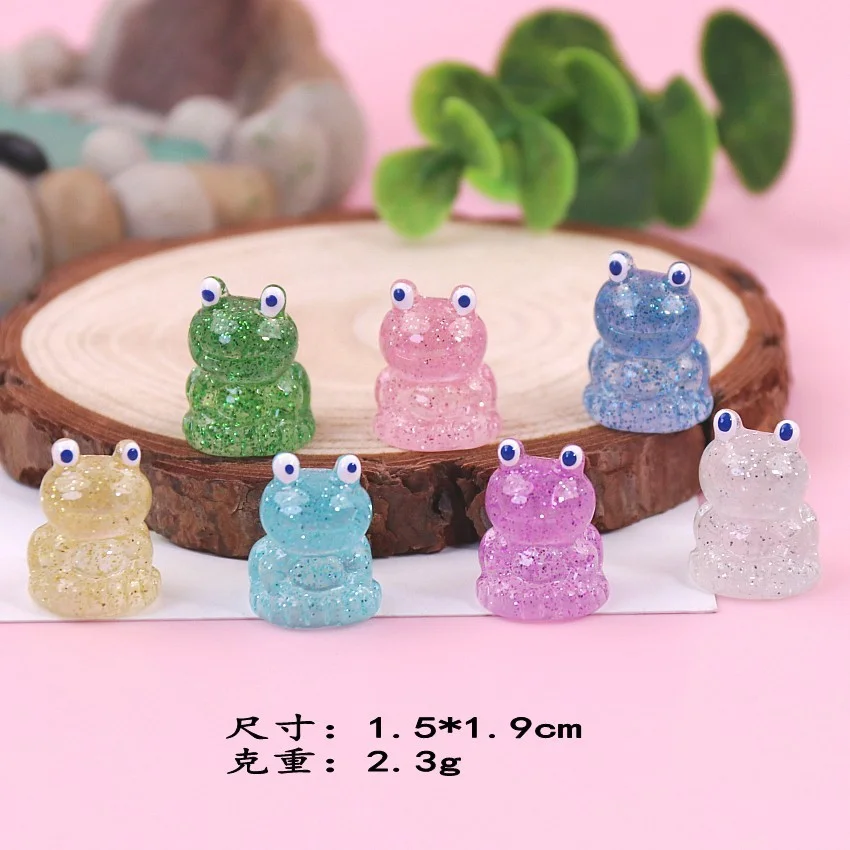 CLBX Crafts desktop ornaments, starry sky night glow frog micro landscape, handmade bag buckle, pendant, DIY resin matching