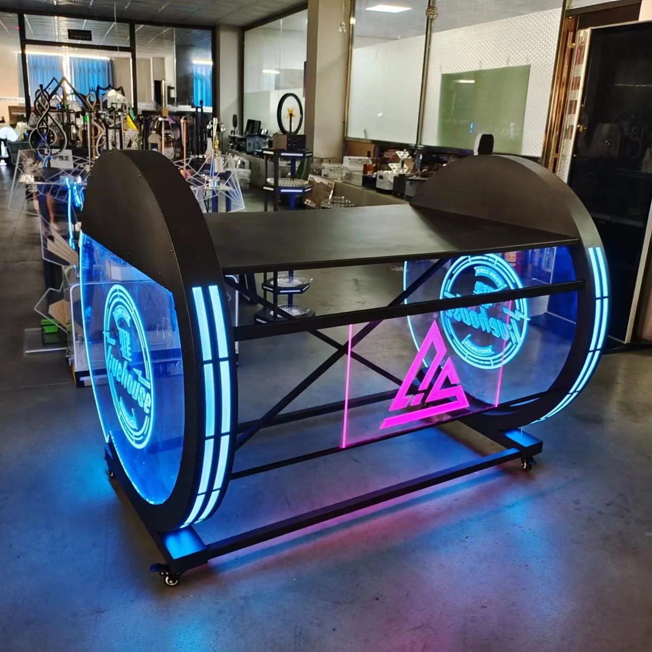 Factory Wholesale Bar Clup Event Rechargeable Led DJ Booth Acrylic Led Light Dj Disco Laptop Table Booth for Bar with led Lights