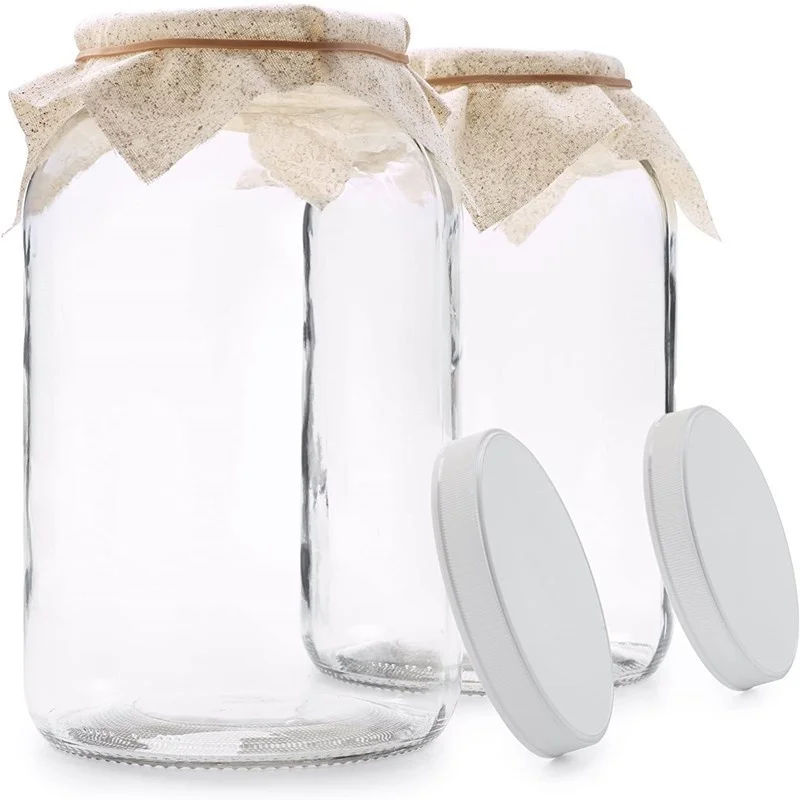 Empty Round Large Size 4 Liter Glass Mason Jars 1 Gallon Home Brew Kombucha Tea Juice Glass Bottle Jars