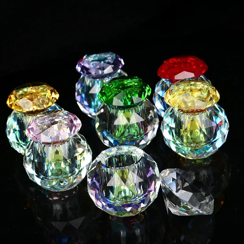 Rainbow Crystal Clear Acrylic Liquid Dish Nail Art Dish Glass Nail Art Cup With Lid Bowl ForAcrylic Powder Monomer Nail Art Tool