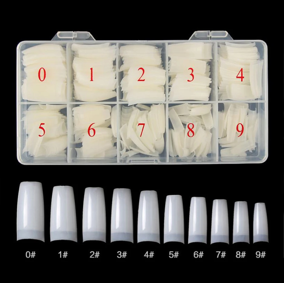 Половина крышка маникюрного салона, накладные ногти гроб французский стилет patckaging дизайн накладные ногти