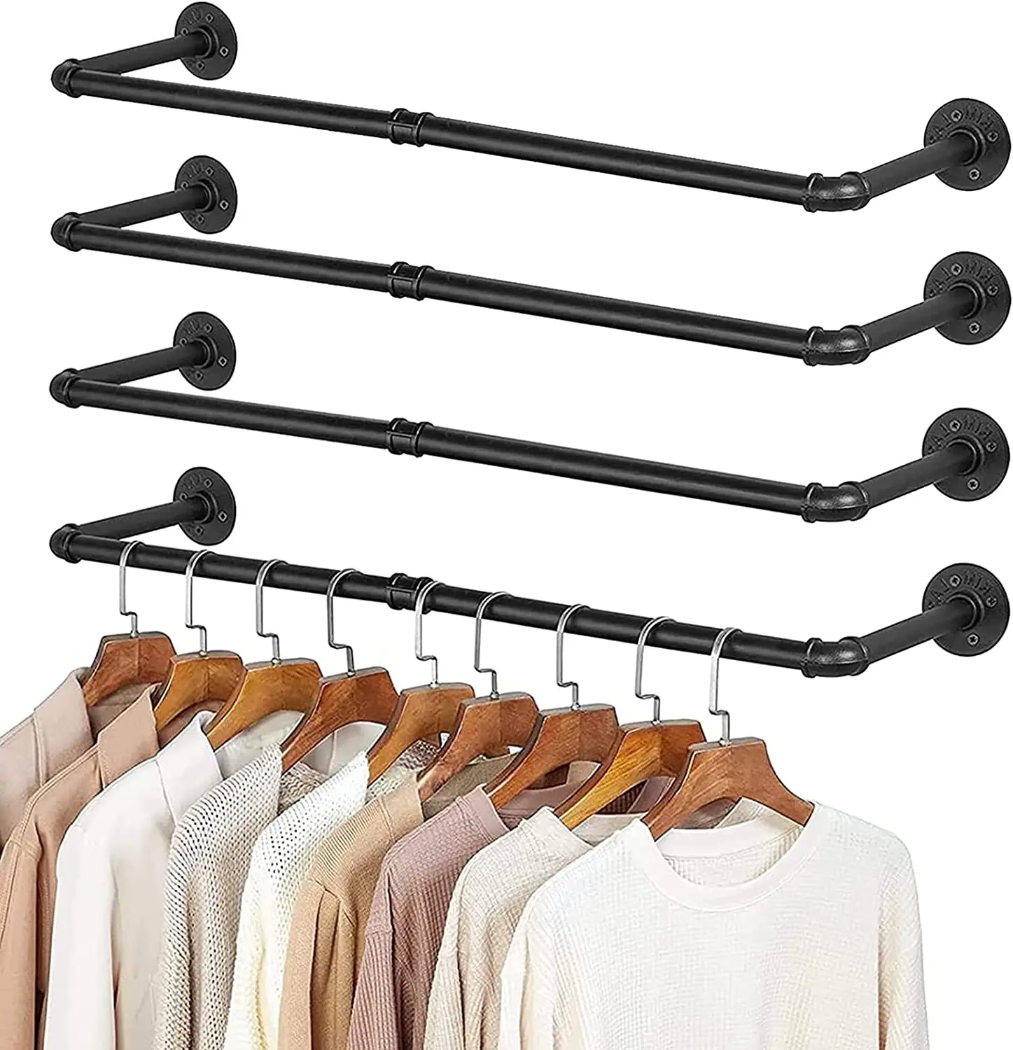 4-piece industrial tube garment hanger 38.4-inch hanger wardrobe heavy iron hanger