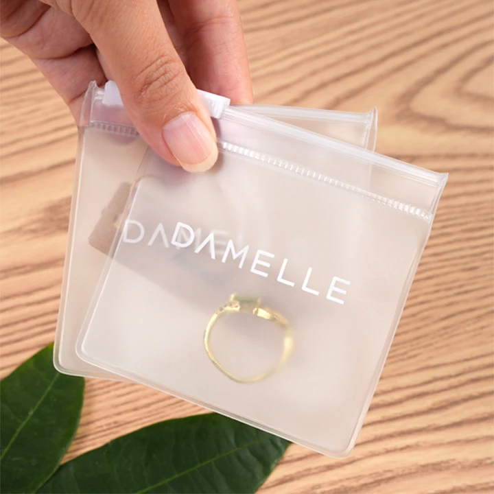 Small mini Custom logo Frosted Plastic Zipper bag Packaging Jewelry for accessories rings ziplock bag
