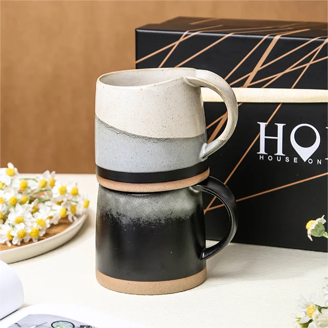 Wholesale vintage matte cafe drinkware custom stoneware mug gift ceramic coffee cup set latte coffee mug