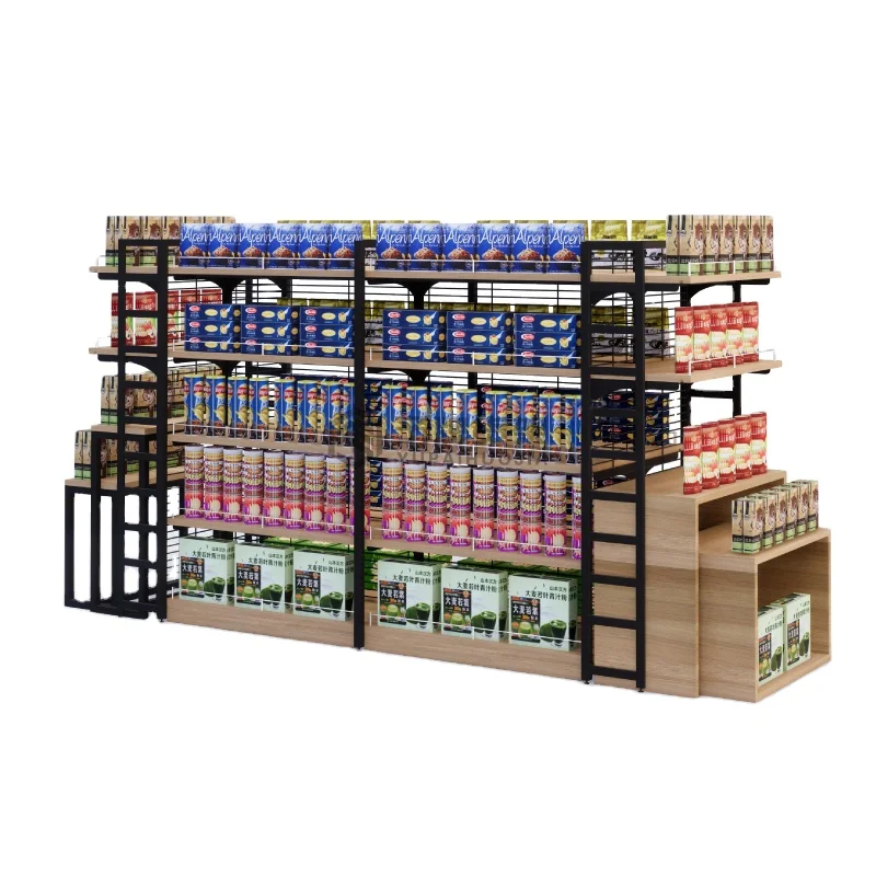 Modern Double-Sided Convenience Store Rack Gondola Shelving Display for Supermarkets Versatile Morden Shelf