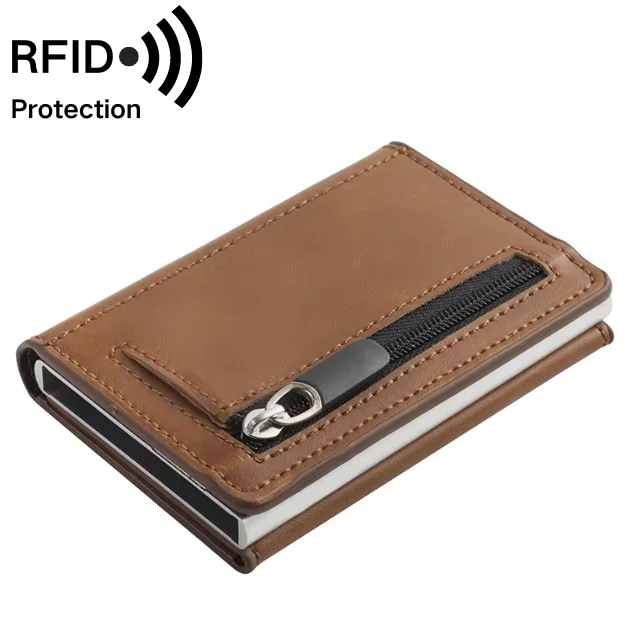 Мужской бумажник из искусственной кожи с металлическим держателем для удостоверения личности и надежной застежкой