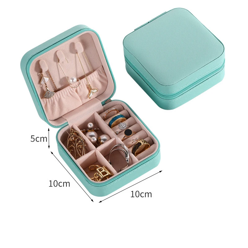 Portable Travel Mini Jewelry Box Leather Jewellery Ring Organizer Case Storage Gift Box Girls Women