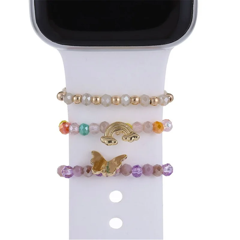 Wholesale Decorative Ring Nail Beaded Designer Smart Watch Strap Band Accessories Charms for Apple Watch Wristband Bracelet