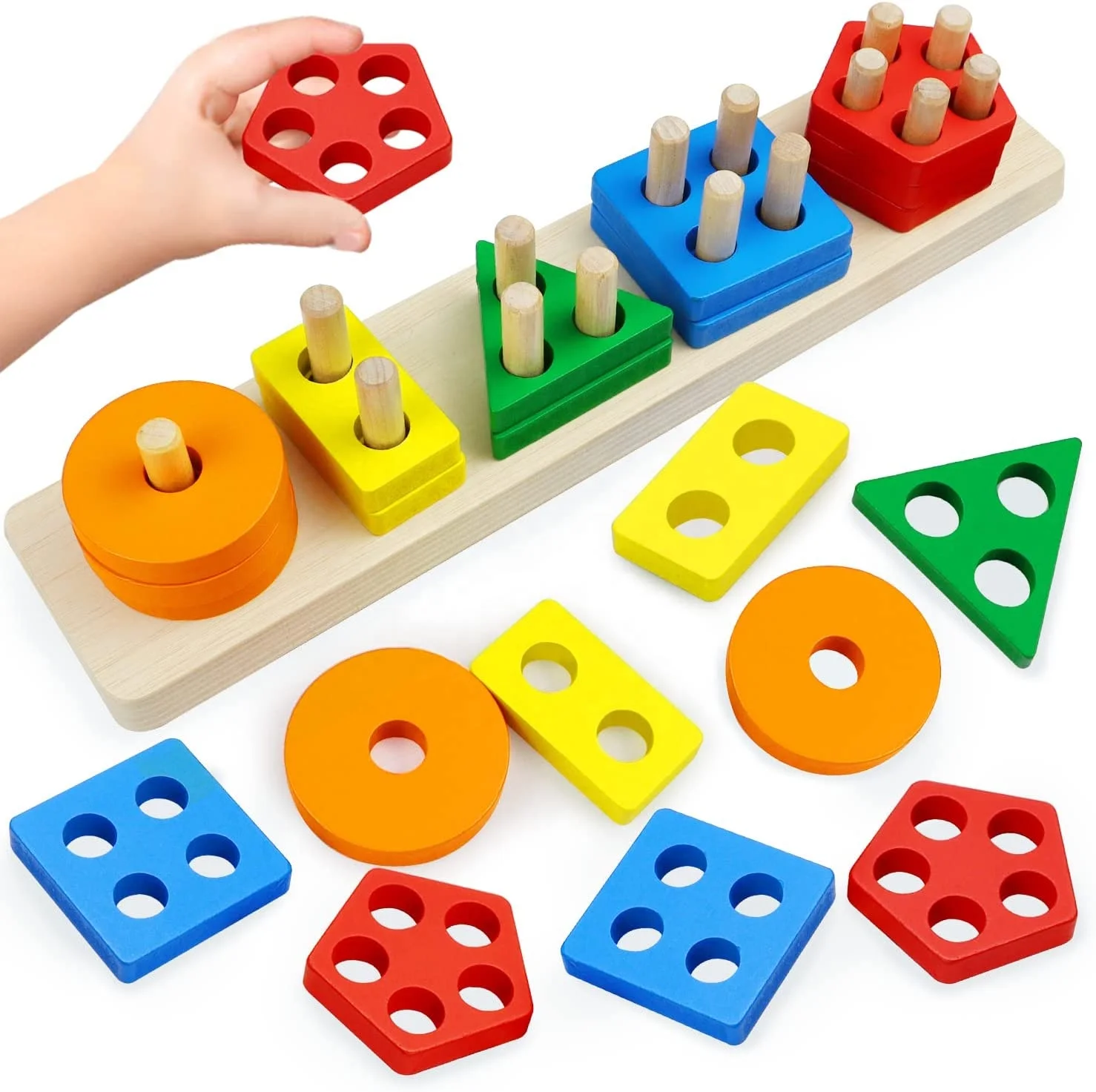Montessori Toys for 1 to 3 Year Old Boys Girls Toddlers Wooden Sorting Stacking Toys for Toddlers and Kids Preschool