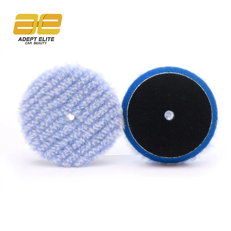 5 inch Light Blue Color 100% Wool Material Auto Polishing Buffing Wool Pads For Car Detailing