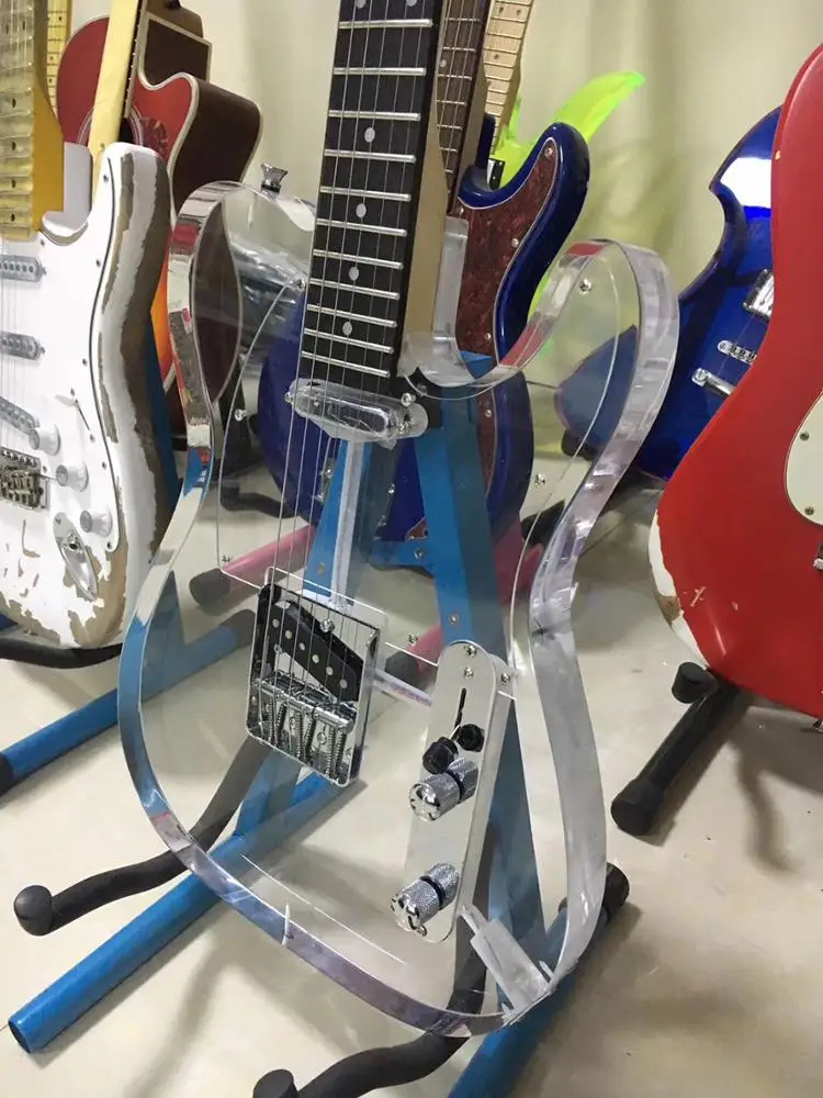 Custom OEM build transparent all kinds shape acrylic guitar with led light