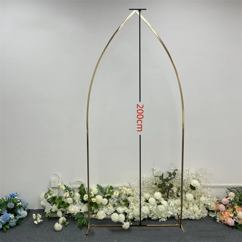 3 PCS Wedding Arch Backdrop Balloon Stand Background Metal Shiny Gold Plating Outdoor Flower Door Shelf Frame Party Decoration