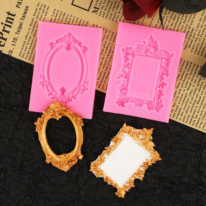 Besafe Vintage Mirror Frame Silicone Mold Fondant Mold Cake Decorating Tools for Sugarcraft Chocolate Polymer Clay