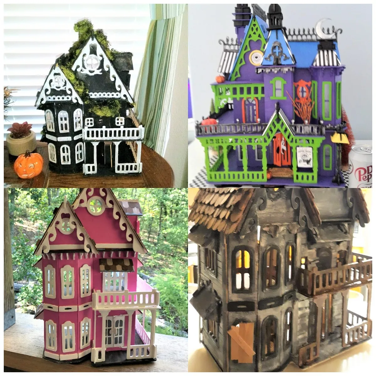 Halloween 3D Wooden Fantasy Villa Doll house Set Diy Model Kit Assemble Unfinished Craft Puzzle  Building