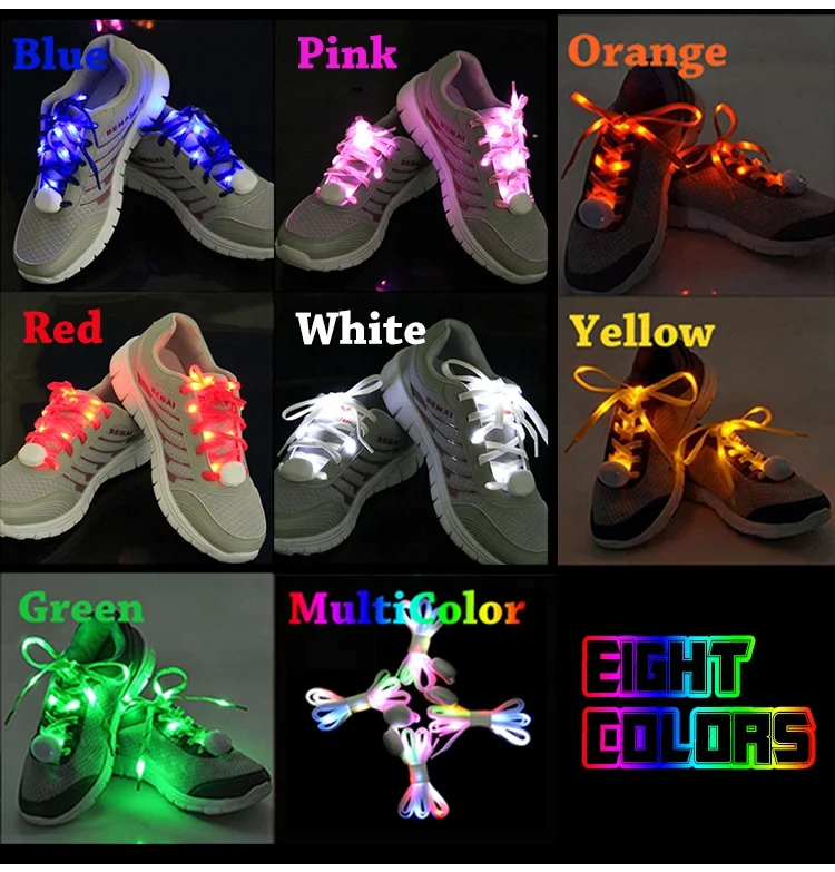 Best Sellers Multicolor Flashing Shoelaces Custom Rope Nylon Led Light UP Fashion Shoelaces