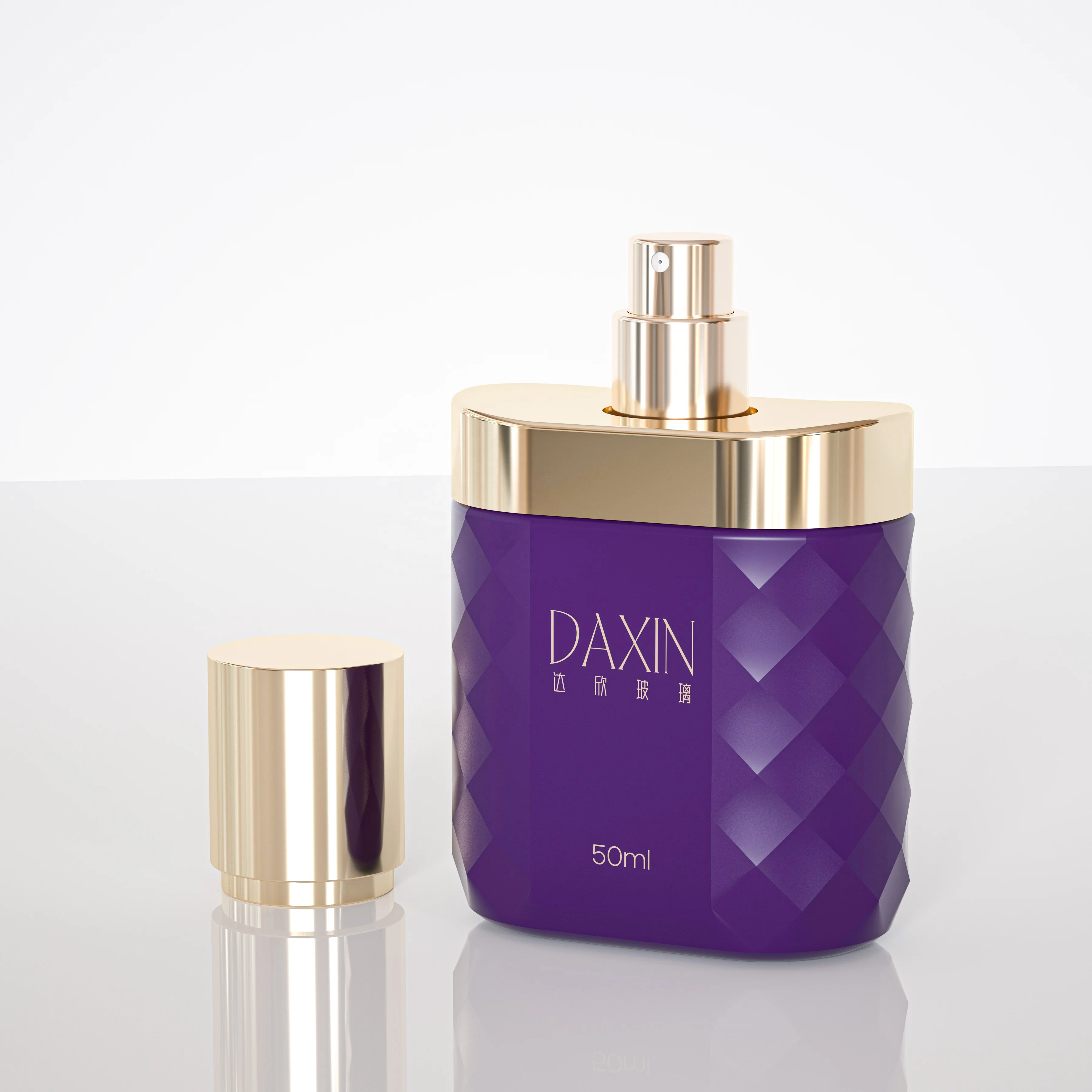 Wholesale Perfumes Original Brand Women Purple Perfume Bottle 50ml Luxury Perfume Glass Bottle Spray and Packaging